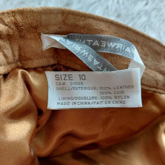 Fair Weather Women's Tan Genuine Suede Leather Wide Legs Boot Cut Pants Size: 10 - Picture 9 of 9